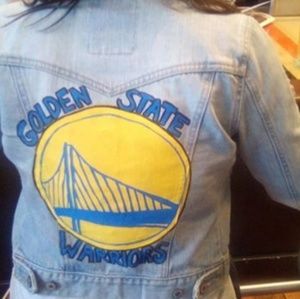 Ooak hand painted womens Warriors fan jacket!